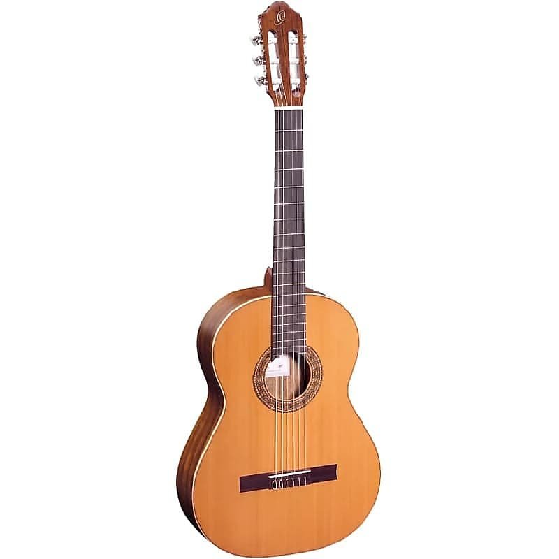 Guitarra acústica con cuerdas de nailon y tapa de cedro de la serie tradicional Ortega Guitars R220, con funda de transporte y vídeo